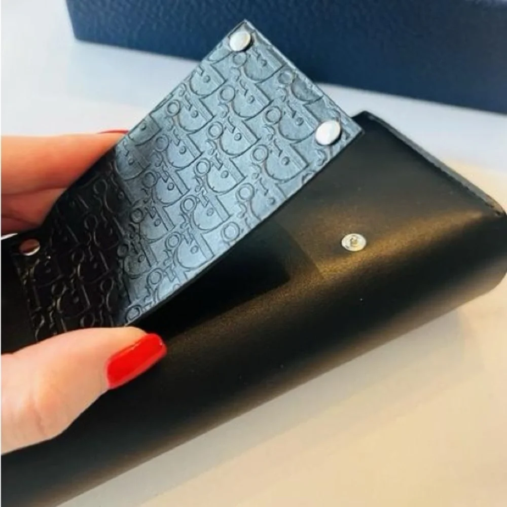 Dior Black Embossed Leather Sunglasses Case - Picture 1 of 4
